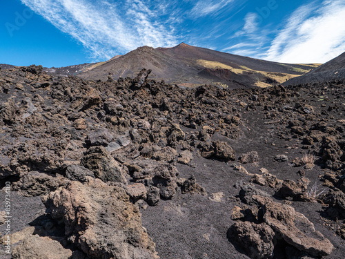 Lava rocks on the slopes of Mount Etna