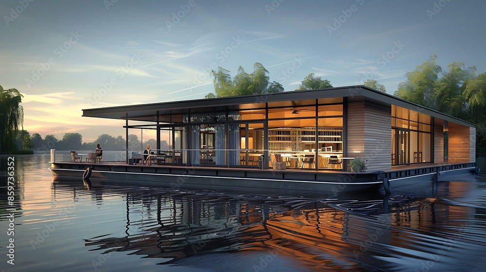 floating river caf?(C) designed with lightweight fiber cement siding that provides buoyancy as well as protection from water and humidity floating river caf?(C) designed with lightweight fiber cement siding that provides buoyancy as well as protection from water and humidity
