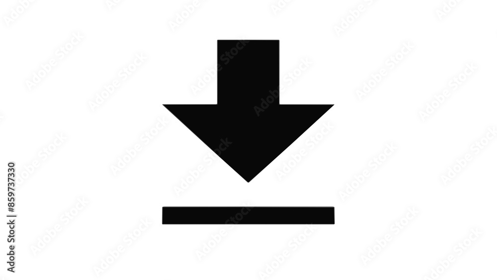 Black symbol of download isolated on transparent and white background. Minimal concept. 3D render Black symbol of download isolated on transparent and white background. Minimal concept. 3D render