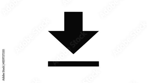 Vászonkép Black symbol of download isolated on transparent and white background