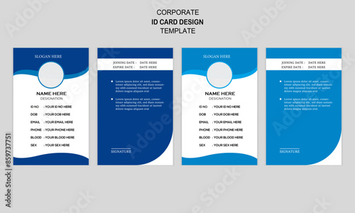 clean modern minimal corporate id card design template with multiple colour variation