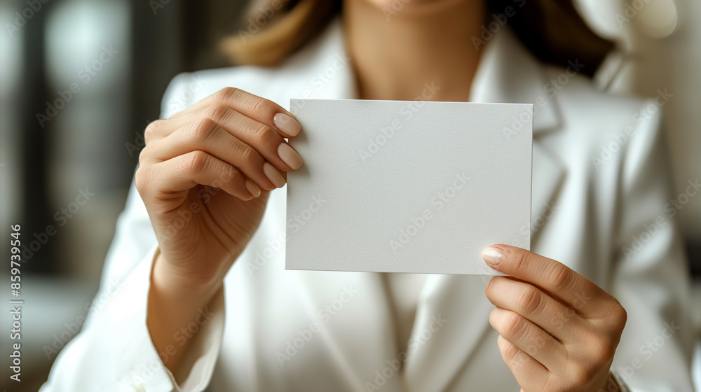 Hand holding blank card with shadows and copy space. Hand holding blank card with shadows and copy space.