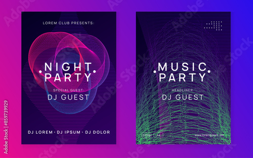 Techno Set. Psychedelic Audio Invitation. Pink Dj Flyer. Dance Trance Template. Festival Invite. Night Club Background. Violet Discotheque Event. Green Techno Set