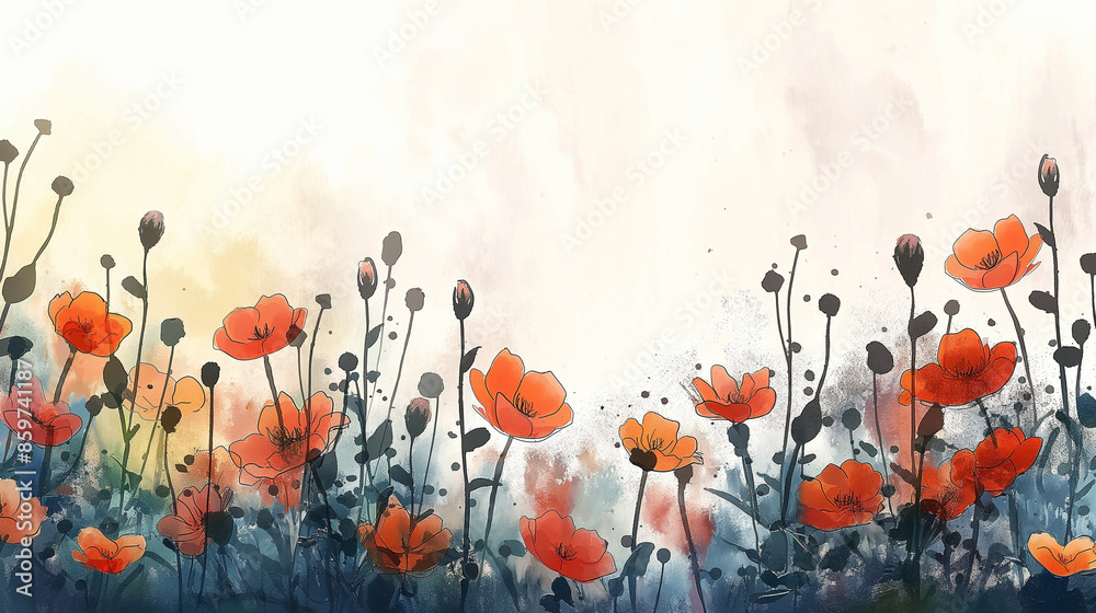 Obraz premium Abstract floral background in soft tones with copy space.