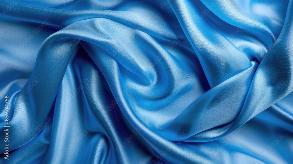 Fototapeta premium Azure blue silk fabric resembling a clear sky texture and background