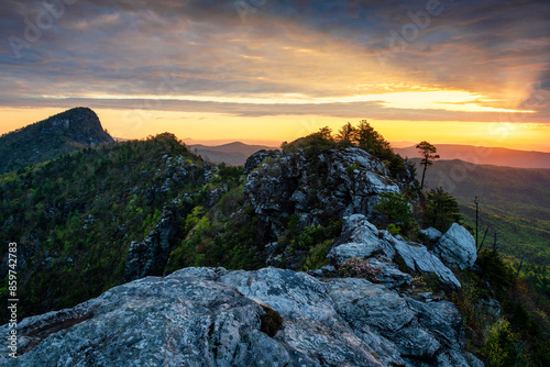 Summer sunrise overthe rugged Blue Ridge Mountains of North Carolina photo