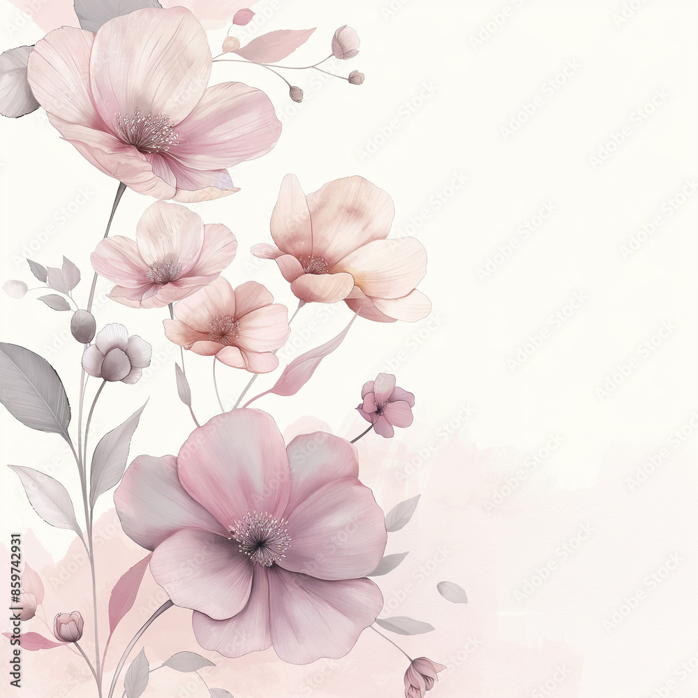 Abstract floral background in soft tones with copy space.