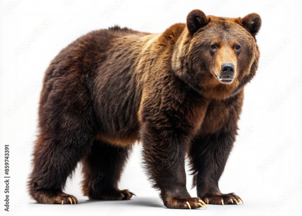 Brown bear standing alone on white background Brown bear standing alone on white background