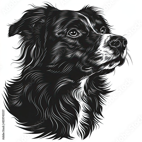 Wallpaper Mural A black and white drawing of a Australian Shepherd dog Torontodigital.ca