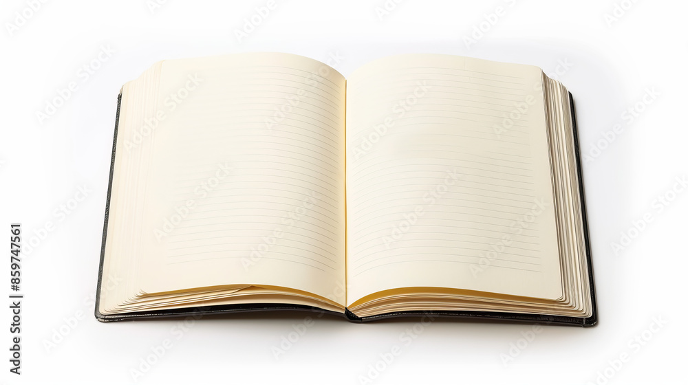 Notepad with blank pages and paper sheets on a white background. A school background with an open notebook. Notepad with blank pages and paper sheets on a white background. A school background with an open notebook.
