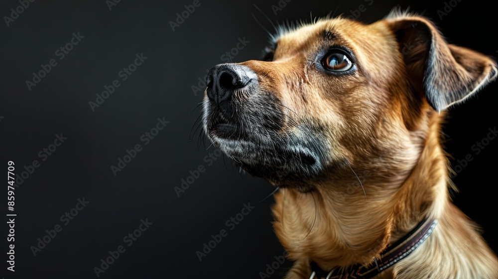 a dog closeup on black background a dog closeup on black background