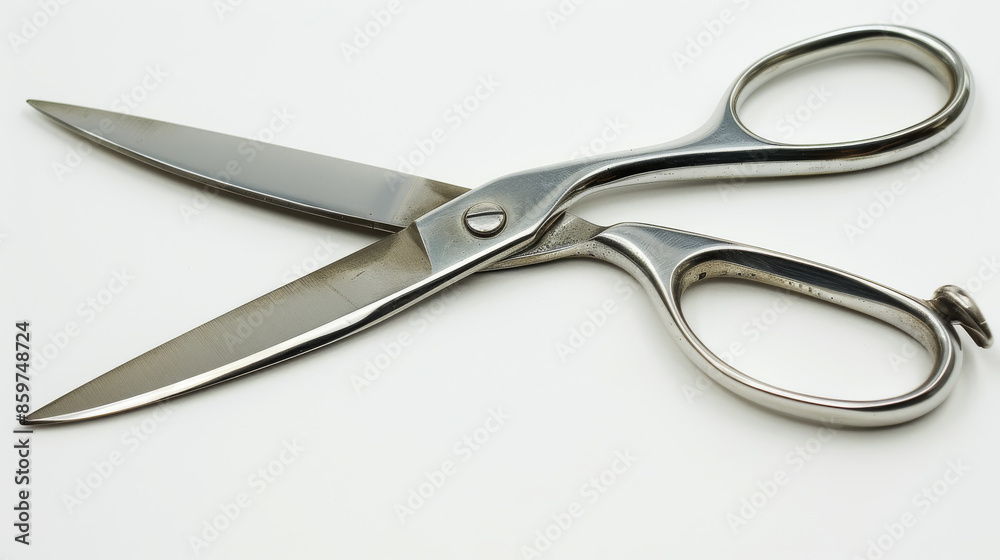 Image of a closed pair of scissors with a white background. Image of a closed pair of scissors with a white background.