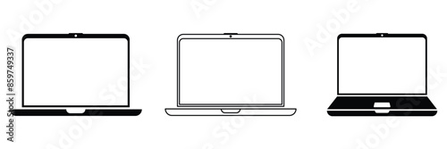 Set of Laptop or notebook computer icon. Laptop screen icons collection. Vector Illustration.