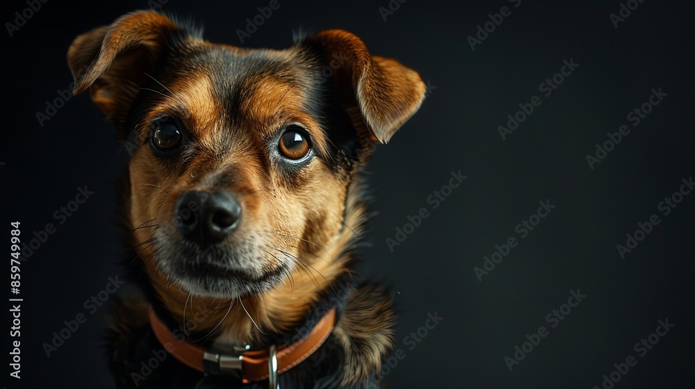 a dog closeup on black background a dog closeup on black background