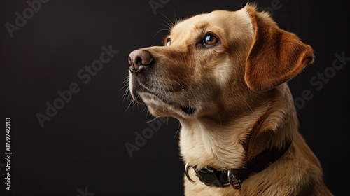 a dog closeup on black background 