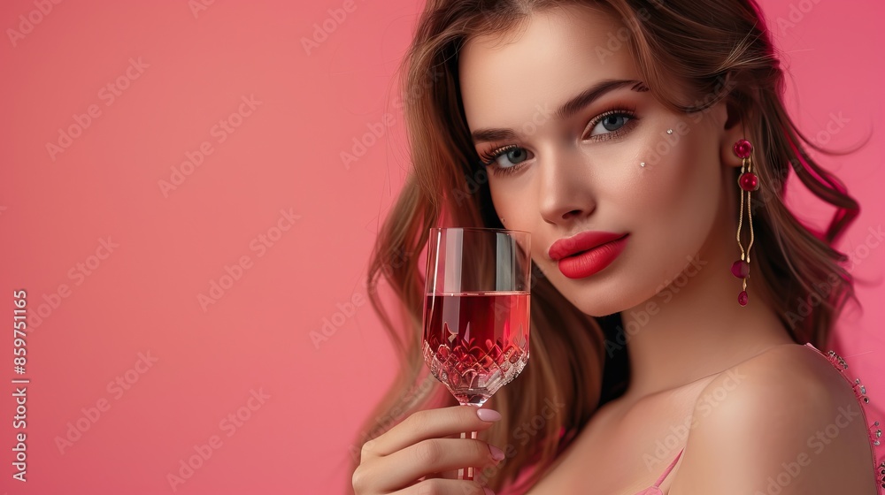 Portrait of young wealthy lady at private nightclub party. Portrait of young wealthy lady at private nightclub party.