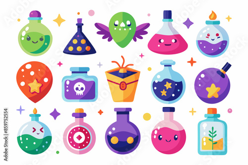 Halloween witch magic potion bottle vector illustration