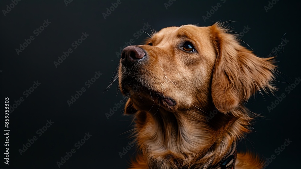 a dog closeup on black background 