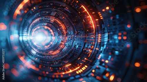 Wallpaper Mural Abstract Futuristic Tunnel with Glowing Lights Torontodigital.ca