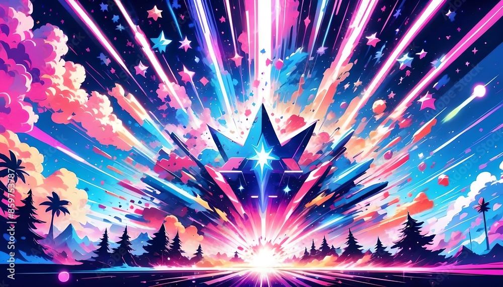 A colorful explosion with stars coming out of it created with Generative AI technology. A colorful explosion with stars coming out of it created with Generative AI technology.