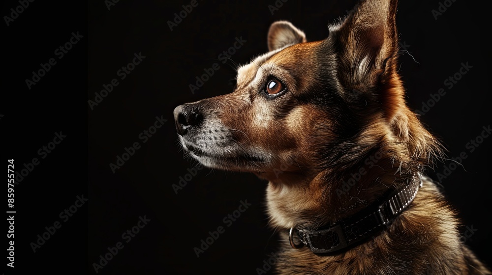 a dog closeup on black background a dog closeup on black background