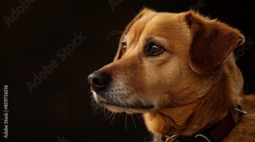 a dog closeup on black background 