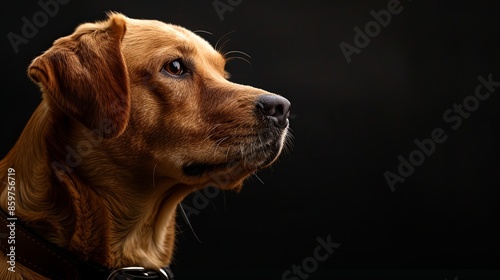 a dog closeup on black background 