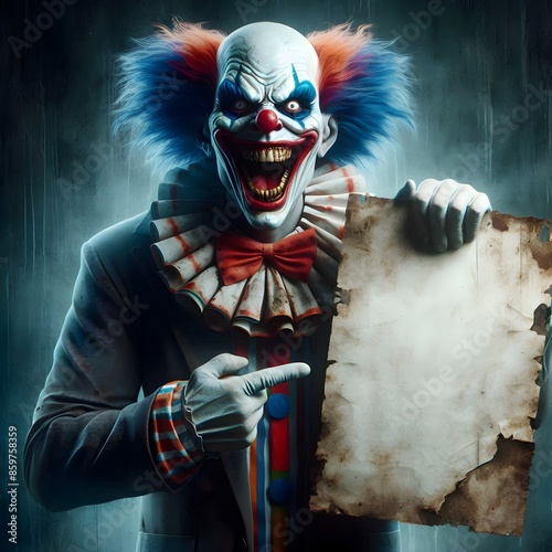 Creepy Clown Holding Sign - Perfect for Halloween