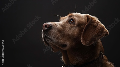 a dog closeup on black background 