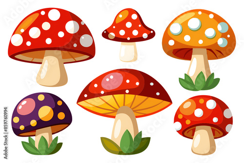 A variety of mushrooms displayed on a white surface