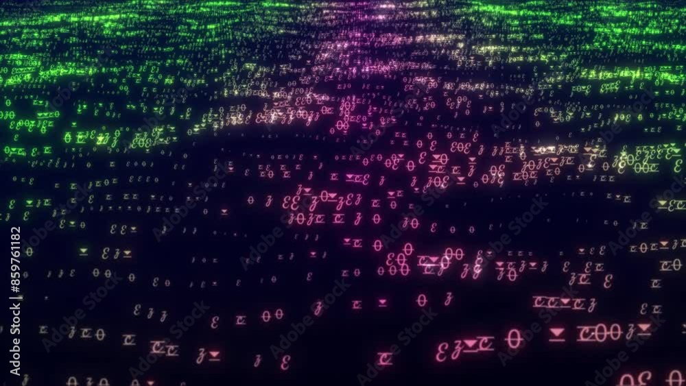 Matrix Code Wave Animation On Black Background. Digital Computer Matrix ...