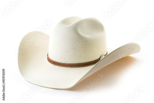 Classic White Cowboy Hat Isolated on White Background, Symbol of Western Lifestyle and Fashion photo