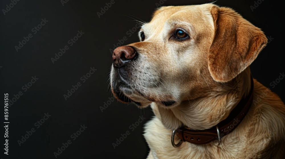 a dog closeup on black background 
