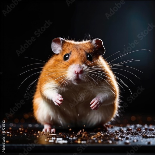 Photo of a cute hamster with coins