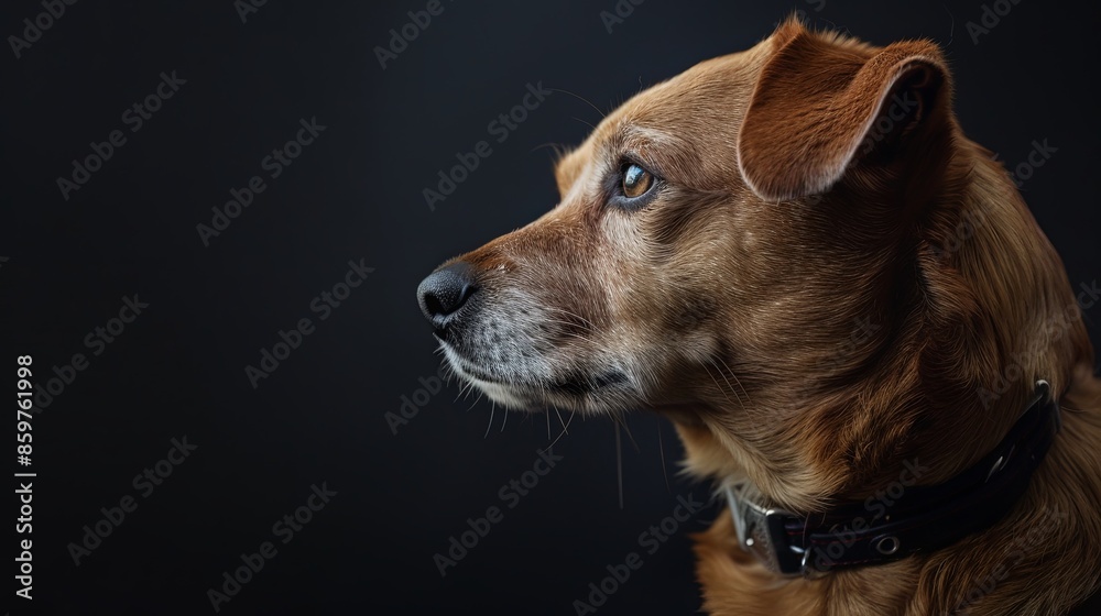 a dog closeup on black background a dog closeup on black background