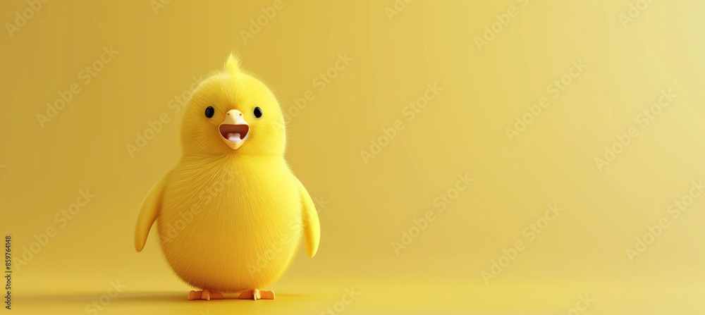 Characteristic cute chicks, yellow background.特徴的な可愛い雛、黄色い背景。Generative AI Characteristic cute chicks, yellow background.特徴的な可愛い雛、黄色い背景。Generative AI