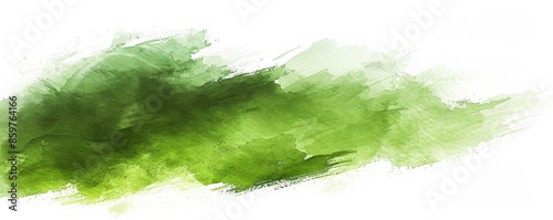 Cool Greens: Refreshing green brush strokes on a white background, evoking the calm and serenity of nature. photo