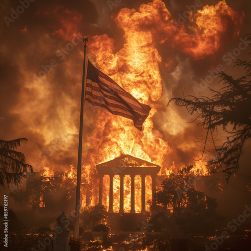 American Flag burning
