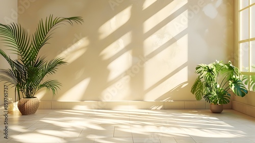 Elegant Beige Abstract Backdrop for Minimalist Product Presentations with Complex Lighting and Shadows