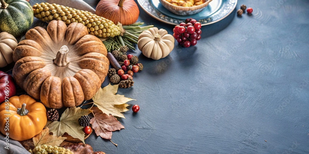 Background for a Banner on the Theme - Thanksgiving Day. The colorful arrangement creates a festive Thanksgiving border, leaving space in the center for text or additional design elements.