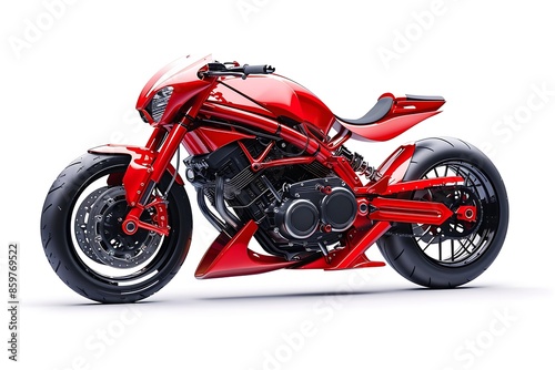 Red motorcycle isolated on white background