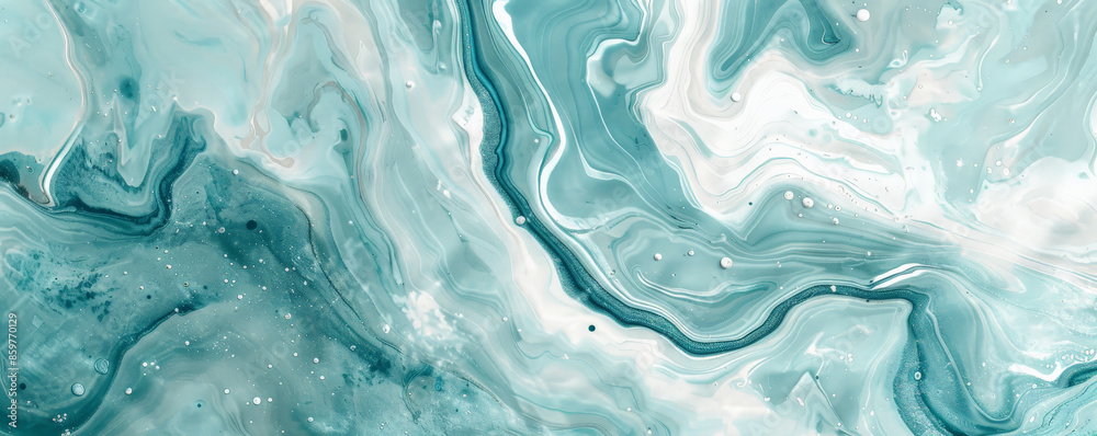Marble abstract background showcasing a blend of turquoise and white. The patterns are fluid and organic, giving it a fresh and vibrant appearance Marble abstract background showcasing a blend of turquoise and white. The patterns are fluid and organic, giving it a fresh and vibrant appearance