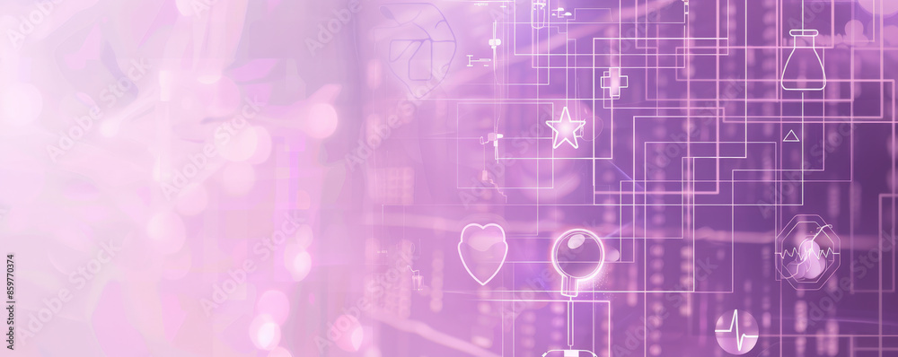 Medical background featuring a light purple gradient with transparent medical icons and a subtle grid pattern, creating a sense of technology and modernity. Medical background featuring a light purple gradient with transparent medical icons and a subtle grid pattern, creating a sense of technology and modernity.