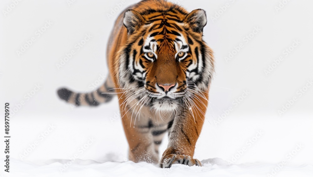 Obraz premium Siberian Tiger Walking on Snow