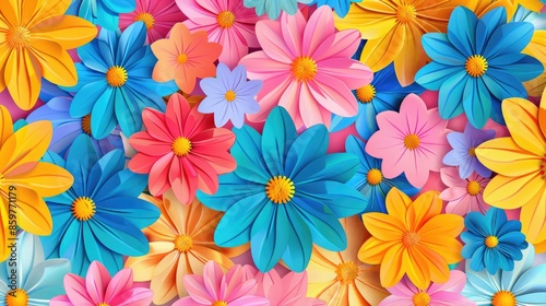 Flower pattern for various purposes with space for text in summer colors