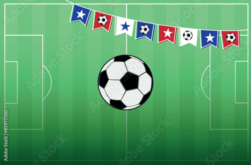 soccer ball on grass with flag