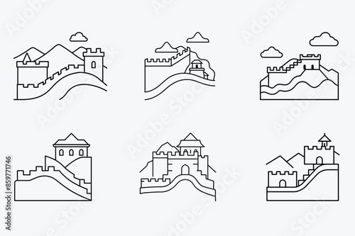 Great Wall of China lineart vector photo