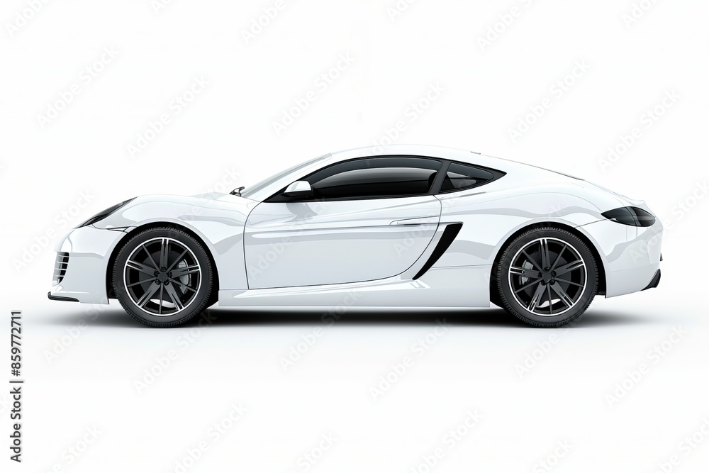 White car isolated on white background, side view White car isolated on white background, side view