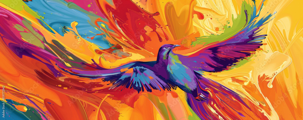 Phoenix bird background with an abstract artistic design, featuring the bird in bold, swirling colors. The background includes dynamic brush strokes and vibrant hues Phoenix bird background with an abstract artistic design, featuring the bird in bold, swirling colors. The background includes dynamic brush strokes and vibrant hues