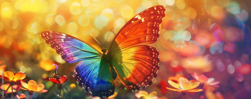 Pride LGBT background featuring a rainbow-colored butterfly pattern, delicate and beautiful Pride LGBT background featuring a rainbow-colored butterfly pattern, delicate and beautiful